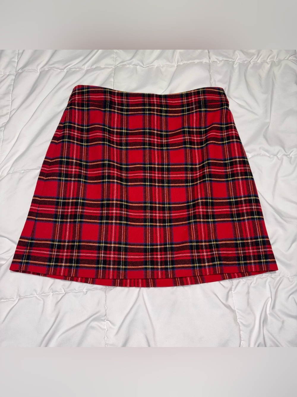 J. Crew Tartan Plaid Skirt Size 12 Red Green Wool Blend
